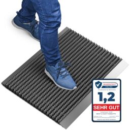 Outdoor mat aluminium with gray brushes 40 x 60 cm, dirt trapper mat, outdoor mat, aluminium outdoor doormat, outdoor scraper mat, washable, brush mat for outdoors, scraper