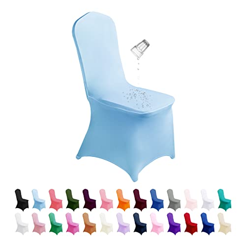 SuperO Waterproof Spandex Chair Cover, 25PCS Spandex Dining Chair Covers, Waterproof Chair Covers Protector Stretch Chair Cover for Party, Banquet, Wedding Event(Blue Mist)