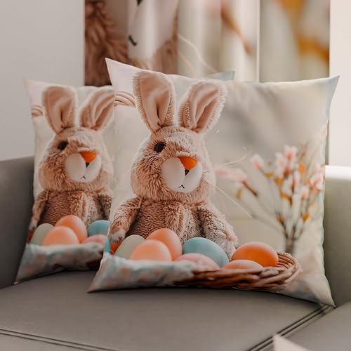 PETTI Artigiani Italiani - Pair of Easter Pillow Cases 50 x 30 cm in Microfibre, Easter Cushions for Bedroom, Sofa, Living Room, Set of 2 Cushion Covers, 100% Made in Italy