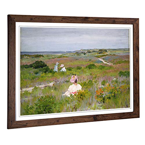 Big Box Art Framed Print of William Merritt Chase Long Island Shinnecock Design - Wall Art Picture - Home Decor for Kitchen, Living Room, Bedroom, Hallway, Walnut, A2 / 24.5x18 Inch / 62x45cm