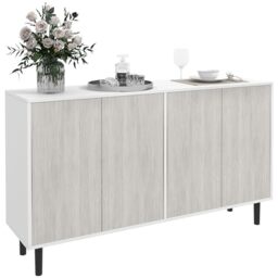 HOMCOM Modern Sideboard with 2 Cupboards, Kitchen Storage Cabinet, White