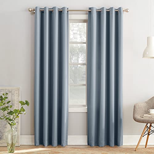 "Sun Zero Barrow 2-Pack Energy Saving Grommet Curtain Panel Pair, Vintage Blue, 54"" W x 54"" L (2 Panels)"