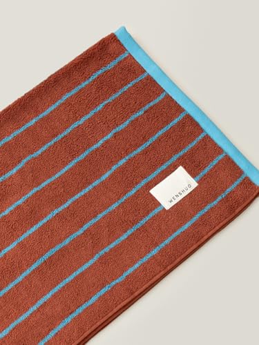 "WENSHUO Profound Mocha Mousse-Pure Cotton Striped Bath Towel,100% Combed Cotton,Luxury Shower Towel,Super Absorbent(Pack of 1) (55.12"" L ?? 27.56"" W)"