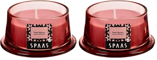 Spaas Scented Candle in Low Glass, 15 Hours, Poetic Mystery (Pack of 2)