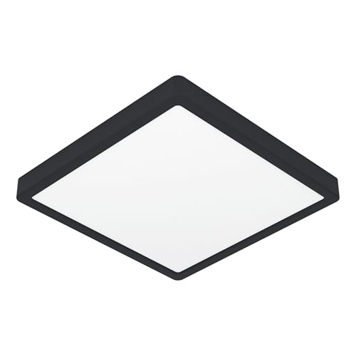 Eglo Connect.z Smart-Home LED Bathroom Ceiling Light Fueva 6-Z, 39 x 39 cm, ZigBee, app and Alexa Voice Control, Light Colour (Warm White-Cold White), dimmable Ceiling lamp, Black, IP44