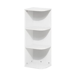 Furinno PASIR 3-Tier Corner Bookcase, Open Shelves Book Shelf, White