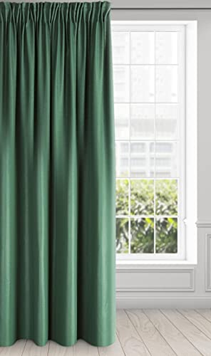 Eurofirany Essme Curtain Shiny Ruffle Tape Smooth Trend Elegant Bedroom Living Room Dark Green 140 x 270 cm