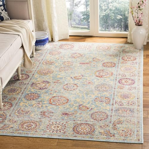 SAFAVIEH Old World Persian Rug for Living Room, Dining Room, Bedroom - Sevilla Collection, Short Pile, in Light Blue and Multi, 122 X 170 cm