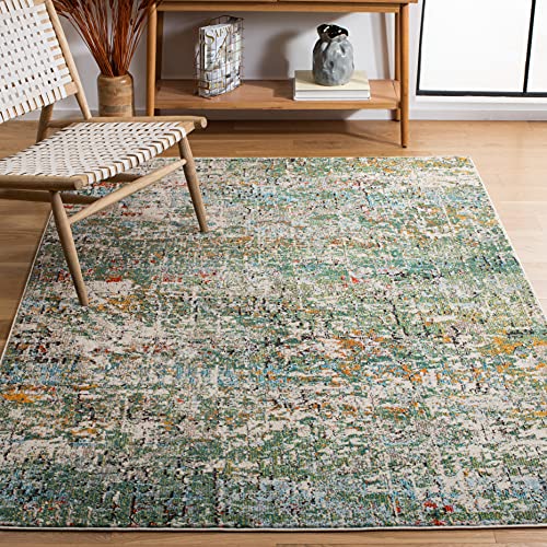 SAFAVIEH Contemporary Rug for Living Room, Dining Room, Bedroom - Madison Collection, Short Pile, in Green and Turquoise, 122 X 183 cm
