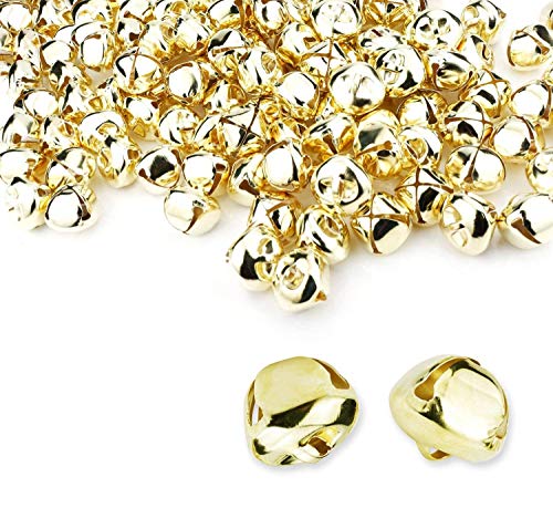 Augshy 50 Pieces Gold Jingle Bells 4/5Inch Craft Bell Bulk for Christmas Home and Pet Decorations