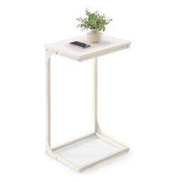 VASAGLE C-Shaped Side Table, Bedside Table, Sofa Side Table, with Metal Frame, Industrial, for Living Room, Bedroom, Cream White LET353W77