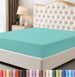 Utopia Bedding Full Fitted Sheet - Bottom Sheet - Deep Pocket - Soft Microfiber -Shrinkage and Fade Resistant-Easy Care -1 Fitted Sheet Only (Spa Blue)
