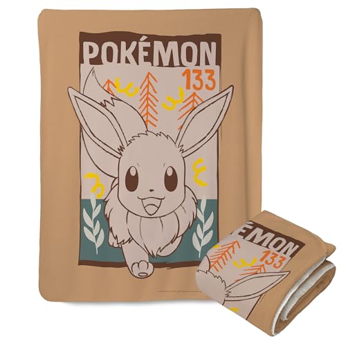 "Northwest Pokemon Mink Sherpa Throw Blanket, 50"" x 60"", Eevee in The Wild"