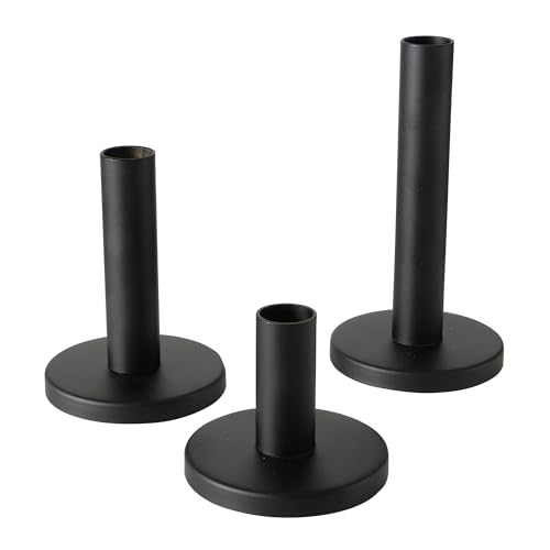 Boltze Malko 2004618 Candlestick Set of 3 Black Iron Modern Design for Taper Candles Candleholders Candle Accessories