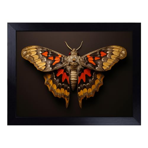 Lap Tray with Bean Bag Cushion, Moth Photograph 8K - Handmade in the UK, Raised Wooden Edge, Padded Cushion, Heat-Resistant Wipe-Clean Surface, for Meals, Laptops and Crafts