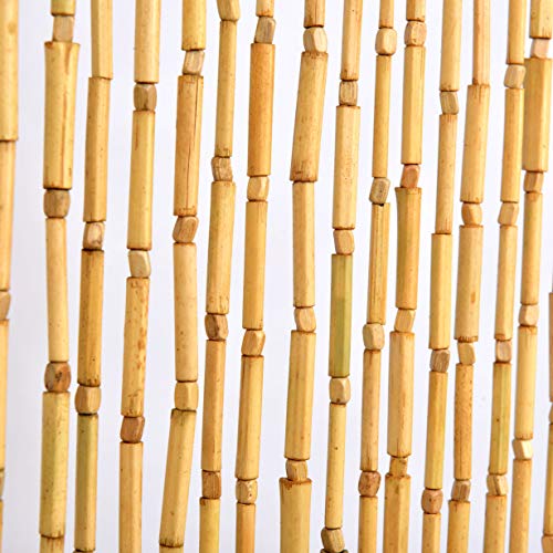 ZASTION FlavorThings 36inch x 79inch Natural Wood and Bamboo Beaded Curtain Room Divider -Plain Design-Bamboo and Wooden Doorway Beads-Boho Bohemian Curtain- 38 Strands (Nature)