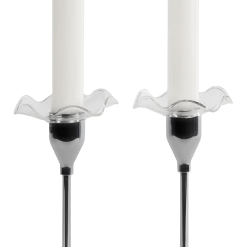Sagaform Viva Candle 5018443 2-Piece Candle Holder and Candle Holder Made of Mouth-Blown Glass, Clear Colour, Size: 7.5 x 1.5 x 7.5 cm