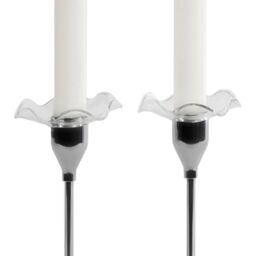 Sagaform Viva Candle 5018443 2-Piece Candle Holder and Candle Holder Made of Mouth-Blown Glass, Clear Colour, Size: 7.5 x 1.5 x 7.5 cm