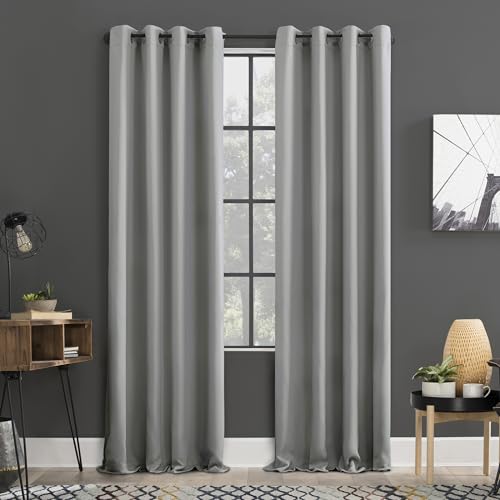 "Sun Zero Soho 2-pack Blackout Energy Efficient Grommet Curtain Panel Pair, 54"" x 108"", Silver"