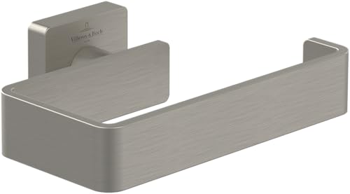 Villeroy & Boch Elements - Striking toilet roll holder without cover, for wall installation, brass, square toilet paper holder, Chrome