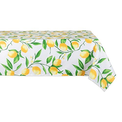 DII CAMZ11289 Spring & Summer Tablecloth, Spill Proof and Waterproof for Outdoor or Indoor Use, Host Backyard Parties, BBQs, Family Gatherings-(Seats 10 to 12), 60x120, Lemon Bliss