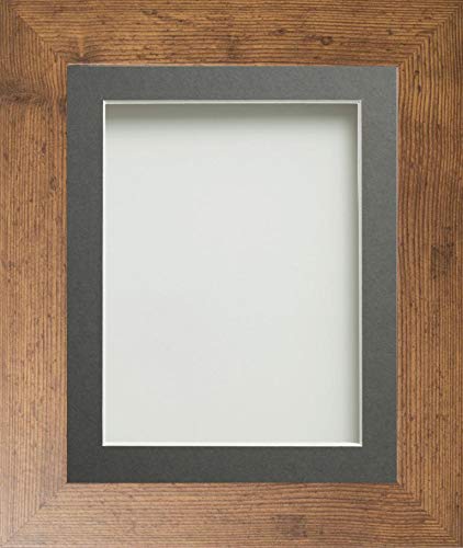Frame Company Watson Range Rustic 50x40cm Picture Photo Frame with Grey Mount for Image 40x30cm*Choice of Sizes* Fitted with Real Glass
