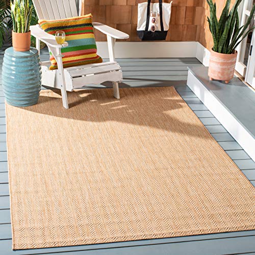 Safavieh Contemporary Rug for Living Room, Dining Room, Bedroom - Courtyard Collection, Short Pile, in Natural and Cream, 160 X 231 cm