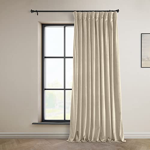 HPD Half Price Drapes Extra Wide Blackout Solid Thermal Insulated Window Curtain 100 X 96 Signature Plush Velvet Curtains for Bedroom & Living Room (1 Panel), VPYC-SBO161204-96-DW, Angora Beige