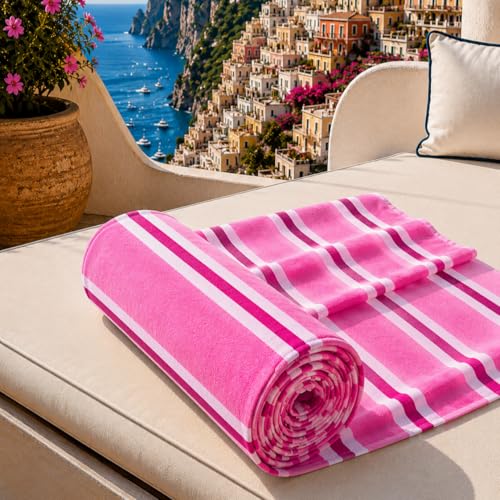 PETTI Artigiani Italiani - Microfibre Beach Towel, Beach or Pool Towel, Beach Towel, Large 90 x 180 cm, Millerighe 12