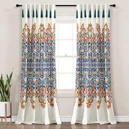 "Lush Decor Boho Medallion Window Curtain Panel Pair, 52"" W x 84"" L, Turquoise & Tangerine"