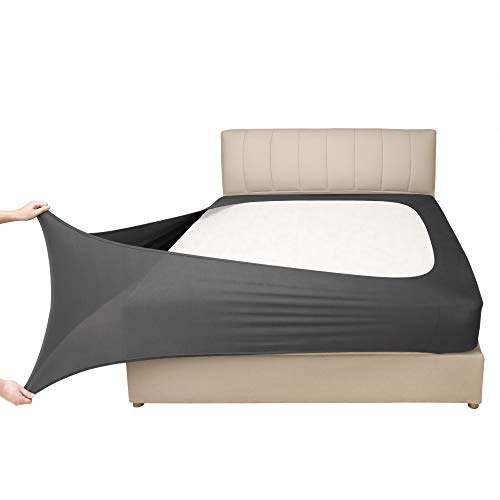 Mrs Awesome Stretch Jersey Box Spring Cover Wrap Around, Bed Skirt Alternative, Ultra Soft & Wrinkle Resistant, Queen/Queen XL, Dark Gray