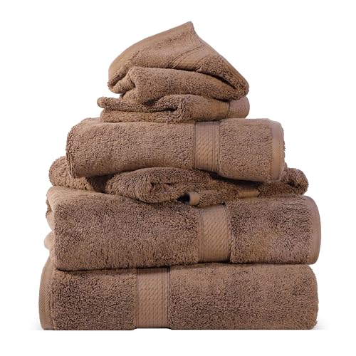 Superior 900 Gram Long-Staple Combed Cotton 6-Piece Towel Set, Chocolate