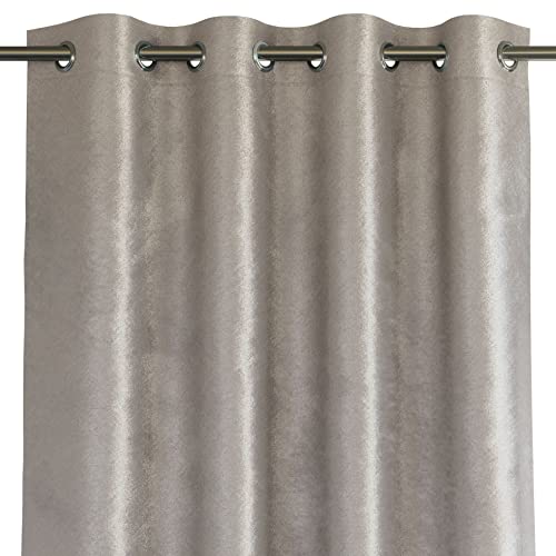 AmeliaHome Curtain 140 x 250 cm 1 Piece Velvet Look Blackout Curtain Shimmering Eyelet Curtain Glamour Silver