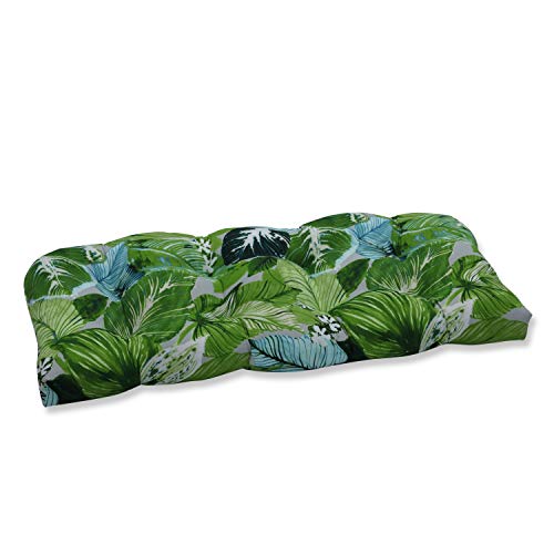 Pillow Perfect Outdoor - Indoor Lush Leaf Jungle Wicker Loveseat Cushion, 44 X 19 X 5, Green