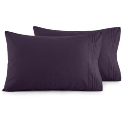 Elegant Comfort Luxury Ultra-Soft 2-Piece Pillowcase Set 1500 Thread Count Egyptian Quality Microfiber Double Brushed-Wrinkle Resistant, Standard Size, Purple