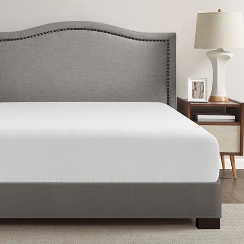 "Comfort Spaces Coolmax Moisture Wicking Fitted Sheet ONLY Super Soft, Fade Resistant, All Elastic Deep Pocket Fits Up to 16"" Mattress - Warm Weather Cooling Sheets for Night Sweats, Twin, White"