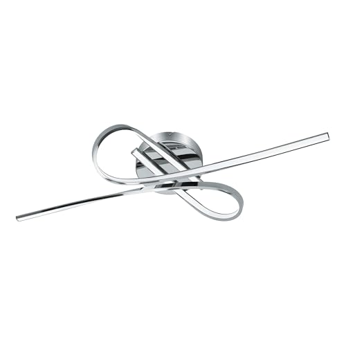 Eglo LED Ceiling Light Selvina, 2-Flame Ceiling Lamp, Living Room Light, Kitchen Lamp Made of Aluminium and Plastic, Hallway Ceiling Light in Chrome, White, L 70 cm