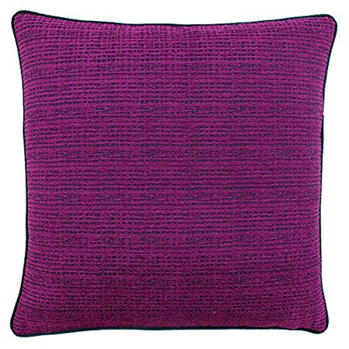 "Riva Paoletti Chiswick Cushion Cover - Magenta Pink - Geometric Cube Design - Jacquard Weave - Emerald Green Reverse - Green Piped Edges - 60% Viscose 40% Polyester - 50 x 50cm (20"" x 20"" inches)"