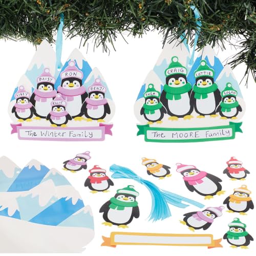 Baker Ross VC339 Personalised Penguin Decoration Kits Pack of 5, Christmas Penguin Craft, Foam Decoration kit