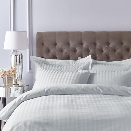 Bianca 300 Thread Count Cotton Satin Stripe Double Fitted Sheet Silver Grey