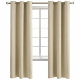 BGment Room Darkening Curtains 183 cm Long - Grommet Thermal Insulated Curtains for Bedroom, 2 Panels, 107 x 183 cm, Beige