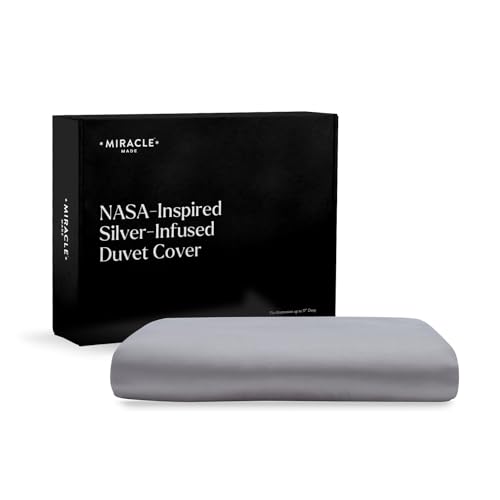 Miracle Made® Cooling Duvet Cover Stone, King/Cali King - Lyocell Silver-Infused Pet Hair Resistant Protector for Insert Comforter-Compatible w/Miracle Made Comforter