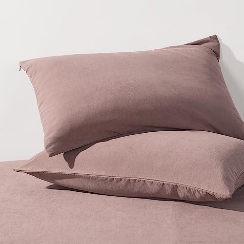 HAPPYMOON Pillowcases with Zipper Queen Size - Zippered Microfiber Pillow Cases for Hair and Skin 2 Pack, Soft Breathable Brushed Pillow Covers Set of 2, 20 X 30 Inches, Pink