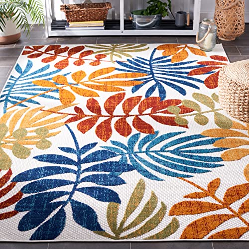Safavieh Modern Rug Indoor and Outdoor, Machine Washable and Slip Resistant, Cabana Collection, Short Pile, in Cream and Red, 160 x 230 cm