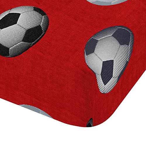 Catherine Lansfield Football Red Fitted Sheet 90 cm Bed (90 x 200 cm)
