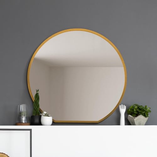 "The Circulus - Black Framed Flat Bottom Circular Wall Mirror - Perfect for the Mantle! 41"" X 39"" (105CM X 100CM)"