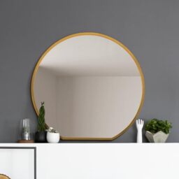 "The Circulus - Black Framed Flat Bottom Circular Wall Mirror - Perfect for the Mantle! 41"" X 39"" (105CM X 100CM)"