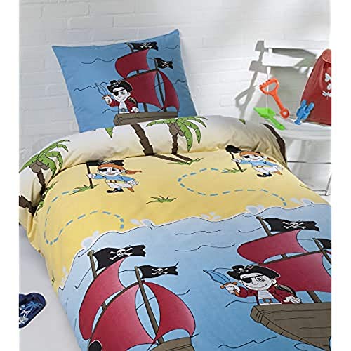Daydream 5071208 Pirates Duvet Cover 140 x 200 cm and Pillowcase 60 x 70 cm Cotton Multi-Coloured