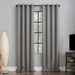 "Sun Zero Nordic 2-pack Theater Grade Extreme 100% Blackout Grommet Curtain Panel Pair, 52"" x 108"", Silver"