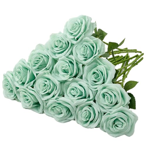 Carlita???s Blooms 15pcs Fake Roses Artificial Silk Flowers Faux Rose Flower Long Stems Bouquet for Arrangement Wedding Centerpiece Party Home Kitchen Decor